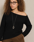 👚 Women's Power Shoulder Top - One-Shoulder Cold Shoulder Blouse