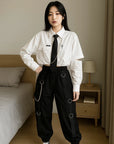 Women's Shirt & Trouser Set - Princess Sleeve Two-Piece