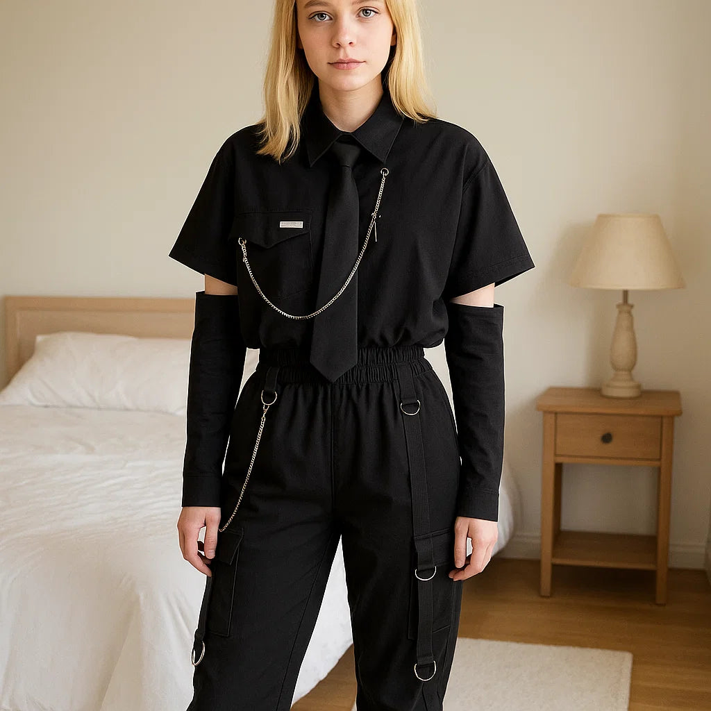 Women's Shirt & Trouser Set - Princess Sleeve Two-Piece