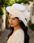 👒 French Elegant Pearl Flat-Top Hat – Timeless Chic for Women