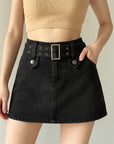 Spring Summer Pure Desire Metal Buckle Belt Short Skirt