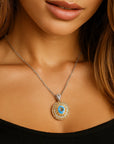 WOMEN'S NECraft Natural Topaz Hollow Necklace – Elegant Sunflower Design in White Gold