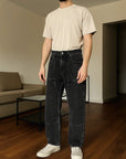 Men's American Retro Jeans – Classic Mid-Rise Straight Leg – 100% Cotton Vintage Denim