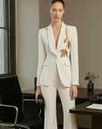 Women’s Beaded Slim Suit & Flared Pants Two-Piece Set – European Street Glam