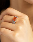 Women’s S925 Silver Natural Orange Garnet Ring – Polished Elegance