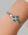 Bracelet en grenat et topaze naturels – Motif feuille en argent sterling