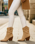 Women’s Thick Heel High Heels Ankle Boots – Brown & Apricot European Style