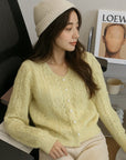 Women’s Fashionable Soft Mohair Knitted Sweater – Hollow Out Casual Style