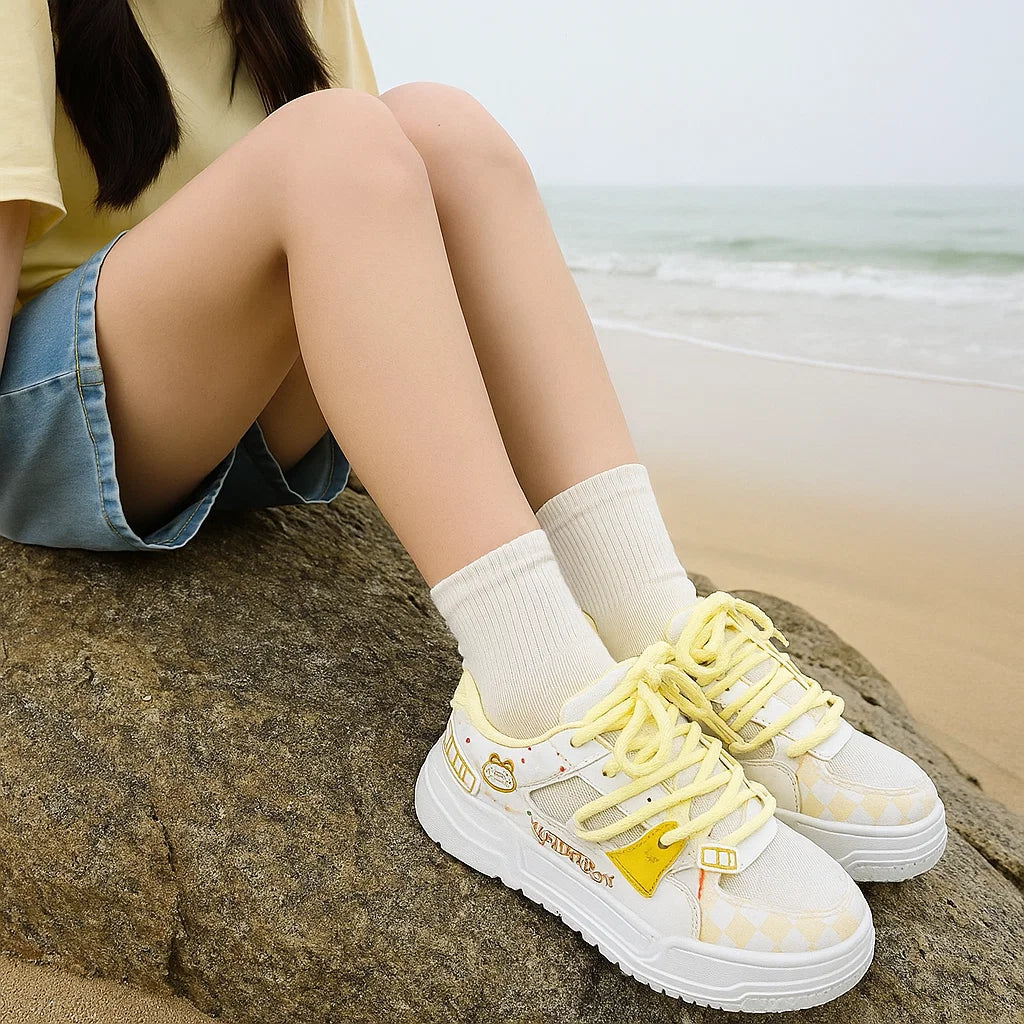 Women’s Breathable Mesh Casual Shoes – Cute Korean Style Dopamine Sneakers