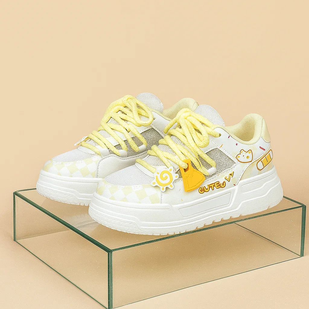 Women’s Breathable Mesh Casual Shoes – Cute Korean Style Dopamine Sneakers