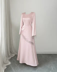 Women’s Simple Style Advanced Long Sleeve Dress – High Waist Elegant Design