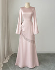 Women’s Simple Style Advanced Long Sleeve Dress – High Waist Elegant Design