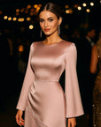 Women’s Simple Style Advanced Long Sleeve Dress – High Waist Elegant Design