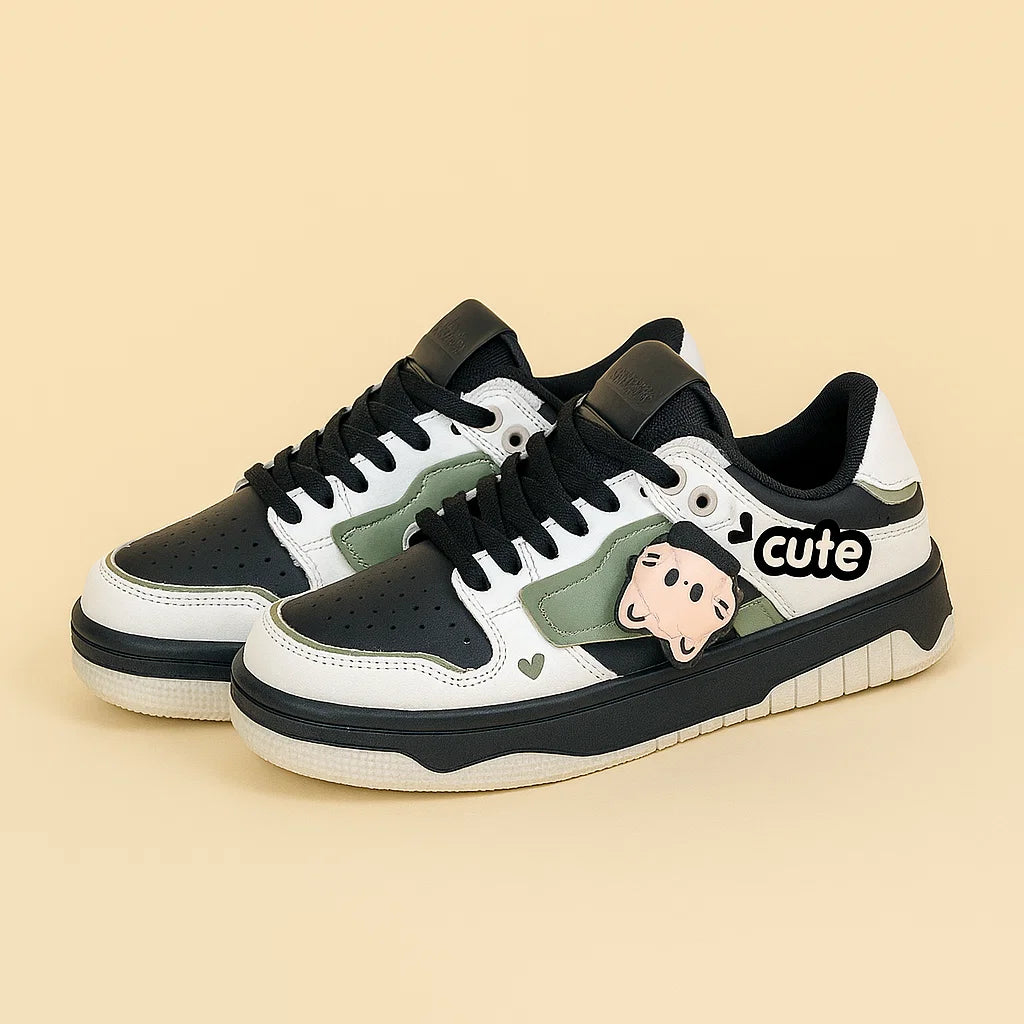 Women’s Cute Color-Matching Casual Sneakers – Flat Low-Tops