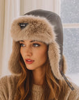 Women’s Warm Vintage Leather Pilot Hat – Retro Dome Style