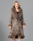 🖤 Women’s Thickened Real Fur Coat – V-Neck Long Sleeve Elegance