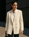 Women’s Loose Double-Breasted Suit Jacket – Chic Street Elegance