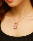 Women’s Natural Rose Quartz Crystal Pendant – Love, Healing & Elegance