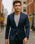 Men’s Slim Plaid Suit Jacket – Korean City Style Elegance