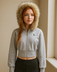 🌟 American Retro Short Fur Collar Detachable Hoodie Coat – Streetwear Cool with a Retro Edge