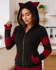 Women’s Thickened Cat Ear Zipper Hoodie – Playful Comfort Meets Cozy Streetwear