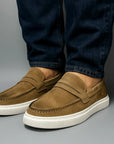 Men's Genuine Calfskin Leather Shoes – Premium Business Casual (Brown/Dark Khaki) – Handcrafted Comfort