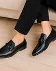 Men's Business Handmade Genuine Leather Shoes – Premium Cowhide Dress Shoes with Horse Head Buckle