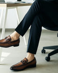 Men's Business Handmade Genuine Leather Shoes – Premium Cowhide Dress Shoes with Horse Head Buckle