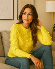 Women’s Cable Knit Crew Neck Sweater – Classic Comfort & Everyday Chic