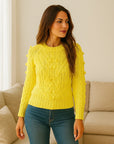 Women’s Cable Knit Crew Neck Sweater – Classic Comfort & Everyday Chic