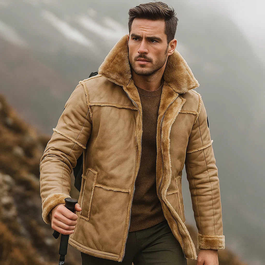 Men’s Mid-Length Leather Jacket – Rugged Elegance in Camel, Chocolate & Bronze