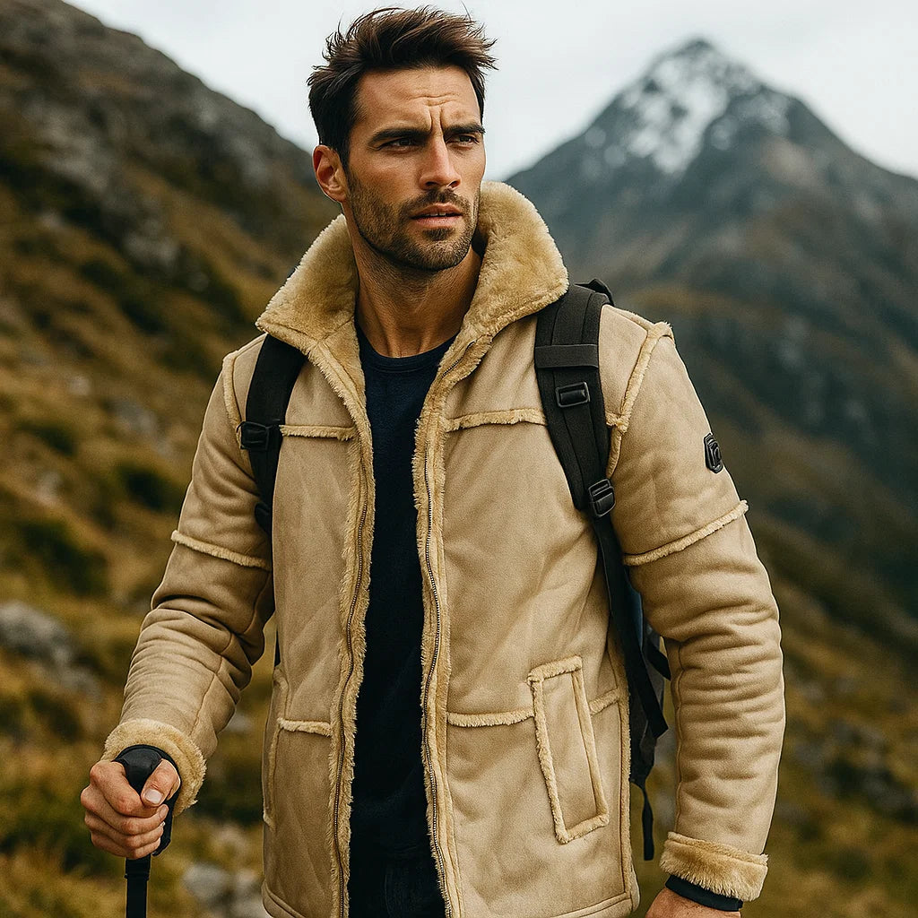 Men’s Mid-Length Leather Jacket – Rugged Elegance in Camel, Chocolate & Bronze