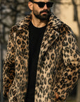🦁 Men’s Leopard Print Fur Coat – Bold Street Luxe with Winter Warmth