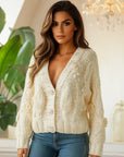 Women’s Handmade Crochet Batwing Sleeve V-Neck Sweater – Boho Chic Elegance