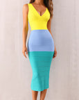 Glamour sculpté : robe moulante bandage colorblock pour femme