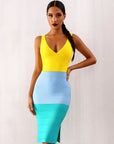 Glamour sculpté : robe moulante bandage colorblock pour femme