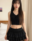 Women’s Puffy Cake Dress Skirt – Playful Layers with a Chic Low-Waist Twist
