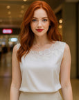 Women’s Real Silk Waistcoat Sling – Elegant Florals with Commuting Chic