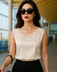 Women’s Real Silk Waistcoat Sling – Elegant Florals with Commuting Chic