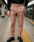 Men’s High-Waist Slim Fit Suit Pants – Light Business with Casual Elegance