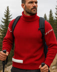 Men’s Velvet Cotton Knitwear Sweater – High Collar Warmth with Casual College Style