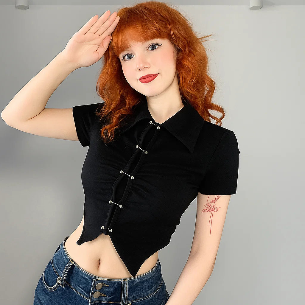 🖤 Women’s Cropped Printed Top – Hot Girl Street Style