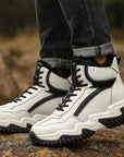 Women's Plush Snow Boots - Fashion Big Cotton Winter Boots with Rubber Sole (Black/Gray)