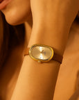 Women’s Retro Gold Quartz Watch – 22mm Vintage Court Style with Woven Strap