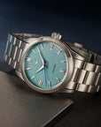Waterproof Men's Steel Quartz Watch – 100M Dive-Ready | Sapphire Crystal | Sky Blue/Green/Cream
