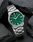 Waterproof Men's Steel Quartz Watch – 100M Dive-Ready | Sapphire Crystal | Sky Blue/Green/Cream