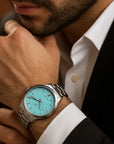 Waterproof Men's Steel Quartz Watch – 100M Dive-Ready | Sapphire Crystal | Sky Blue/Green/Cream