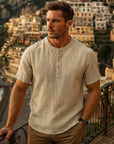 Men’s Cotton & Linen Casual T-Shirt – Short Sleeve Summer Essential