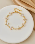 Women’s Flower Rhinestone Bracelet – Sparkling Zircon Copper Hand Jewelry