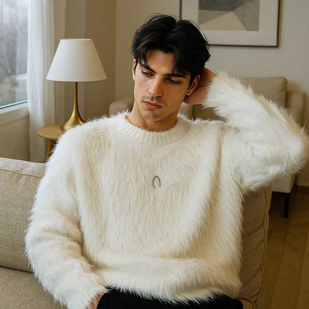 Men’s Mink Sweater – American Retro Loose Thick Winter Pullover